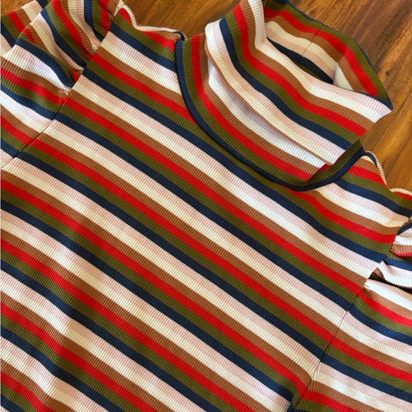 Veronica Beard Jeans Women’s Cedar Multi Striped Ribbed Turtleneck XS Shirt Top - Picture 4 of 9
